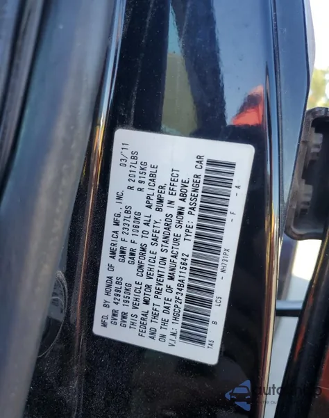 2011 Honda Accord Lx from USA, damaged, VIN 1HGCP2F34BA115642
